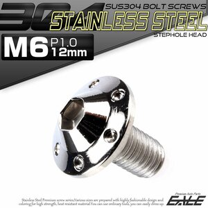 SUS304 フランジ付き ボタンボルト M6×12mm P1.0 六角穴 シルバー ステップホール ステンレス ボルト TR0177