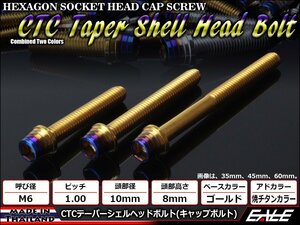 M6×45mm ステンレス 2色テーパーシェルヘッドボルト キャップボルト クランクケース/エンジン周り ゴールド焼チタンカラー TB0914