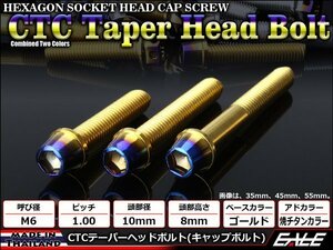 M6×15mm ステンレス 2色テーパーヘッドボルト キャップボルト クランクケース等エンジン周りに ゴールド/焼チタンカラー TB0726