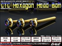 M5×25mm ステンレス 2色ヘキサゴンヘッドボルト 六角ボルト タンクキャップやキャブなどに ゴールド/焼チタンカラー TB0780_画像1