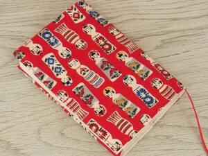 [ library book@] gum band . attaching book cover pocketbook cover * kokeshi * peace pattern 