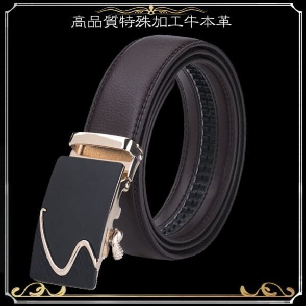ベルト 【茶】【金S】 ダーク 穴なし 無段階調整ベルト ゴルフベルト 人気 オートロック メンズ 革 ジーンズ ビジネス カジュアル