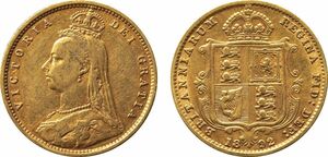英国　1/2ソブリン金貨　1892年　美品　ヴィクトリア・ジュビリー