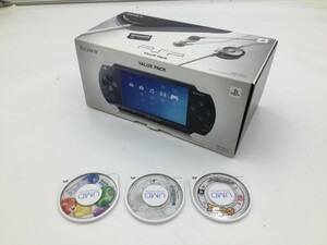 ♪▲【SONY ソニー】PSP PlayStationPortable 箱付き/ソフト3点 計4点セット PSP-1000 他 まとめ売り 0526 7
