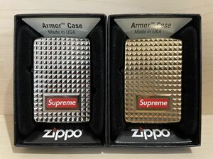 新品未使用 セット売りSupreme DIAMOND CUT Zippo シュプリーム box ロゴ ジッポ 金 銀 ゴールド シルバー オイルライター ライター 未着火