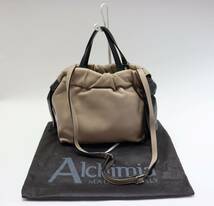 定価39,600円 新品 Alchimia アルキミア シープレザー 2WAY 巾着バッグトートバッグ イタリア製_画像5