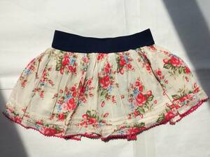 ライトオン　BACK NUMBER KIDS 子供服　100ｃｍ　女の子　スカート　花柄　裏地付き　薄手　3歳　4歳　インナーパンツ付き　中古