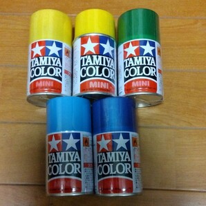 タミヤカラーのスプレー塗料 5本セット バラ売り不可 ジャンク ミニ四駆 ポリカーボネート