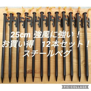 特別価格残1！　25cm スチールペグ　風に強い！夜光紐付き！新品未使用送料込み　安定感抜群　おすすめです