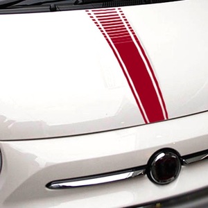 ★カーステッカー★赤 レッド FIAT フィアット 500 Abarth カーボネットステッカー ストライプ グランデ da4-0009 送料無料