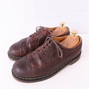 ドクターマーチン UK7/25.5cm-26.0cm/5ホール ウィングチップ 茶 ブラウン ブーツ レザー メンズ レディース dr.martens 中古 古着 dm3581