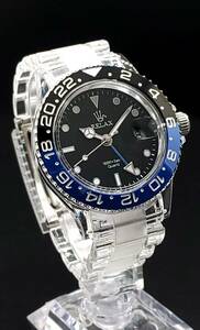 RELAX リラックス 王冠ロゴ 腕時計 GMT 青/黒 青針 セラミック製24H回転ベゼル 世田谷ベース 所ジョージ 新品