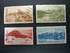 ◎D-59546 切手 第1次国立公園 第2次富士箱根 三ッ峠より 河口湖より 山中湖より等 バラ4枚
