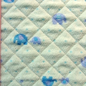 ★パイル・キルト♪ドット&ぞうさん(水色)♪90×50★【NE0493-A】