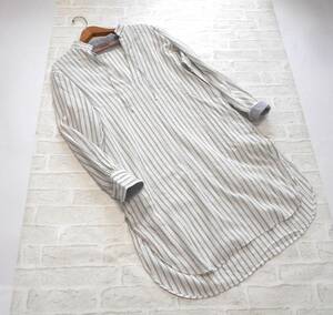 ( beautiful goods free shipping ) 45R four tea five a-ruumi 908 white stripe pattern cotton One-piece ( made in Japan 45rpm cotton lak...