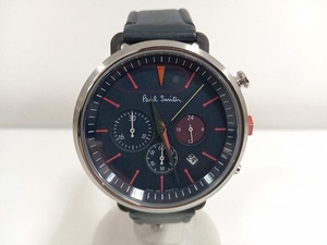 Paul Smith ポールスミス 腕時計 J515-T021025 クォーツ クロノグラフ デイト レザーベルト 紺色