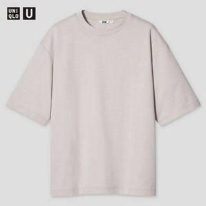 【新品】ユニクロ エアリズムコットンオーバーサイズTシャツ5分袖　XL ライトグレー