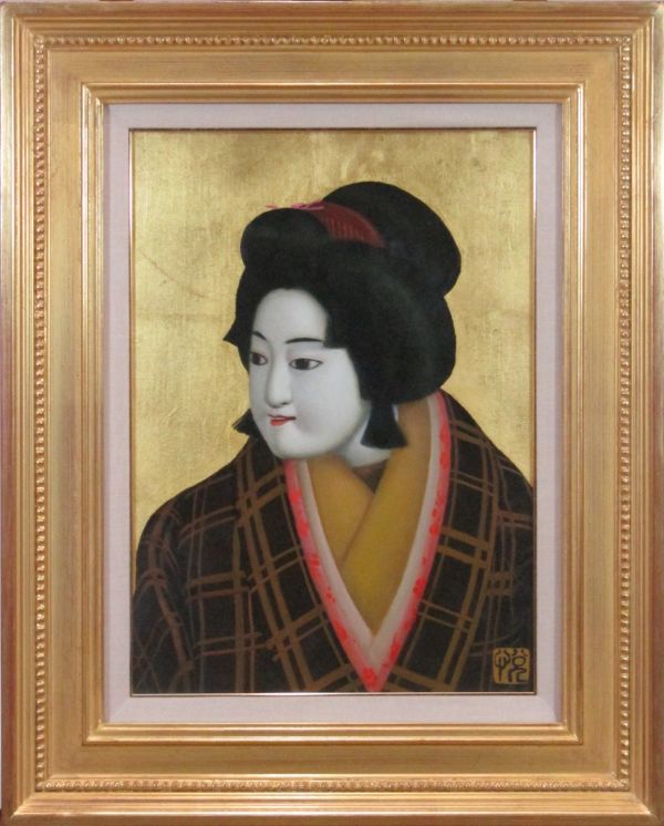 黒田悦子 「舞妓」 油彩F20号 画面左下に落款・キャンバス裏に直筆