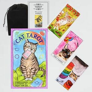 好評 新品カ-ド Kancharo P-PX Cat Tarot】日本語のタロットカ-ド基本説明書&ポ-チ付き（正規品） 78 枚占い【キャット