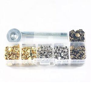 レザークラフト 両面 カシメセット 打ち具 120組 8mm