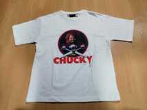 新品 チャイルドプレイ チャッキー chucky tシャツ シャツ Mサイズ ホワイト 映画 80s レトロ トイストーリー ホラー 希少 Tシャツ 白_画像2