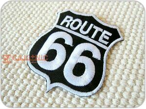 刺繍ワッペン/ROUTE66(L)BK×WH66/標識/アイロン