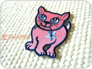 刺繍ワッペン/レトロ子猫PK/ねこ/ネコ/アイロン着