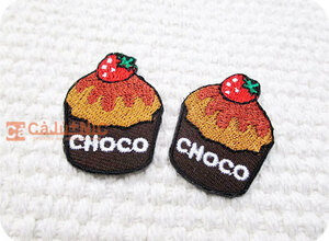 刺繍ワッペン/CHOCOケーキ(S)2個セット/チョコ/スウィーツ/お菓子/スイーツ/いちご