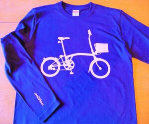 ブロンプトンの長袖Tシャツ/自転車柄Tシャツ/笑顔自転車/ロンT