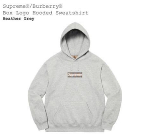 Supreme / Burberry - Box Logo Hooded Sweatshirt / Heather Grey / Size：L シュプリーム バーバリー ボックスロゴ パーカー