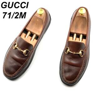即決 GUCCI グッチ 25.5cmM 7.5 1100208 メンズ レザーシューズ ビットローファー 茶 ブラウン 革靴 皮靴 ビジネスシューズ