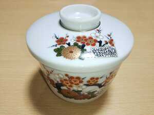 小鉢 フタ付 和食器 花柄 梅柄 茶碗蒸し等に使用 中古品 陶器