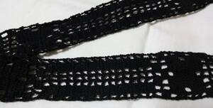 未使用！黒色レース編み紐（巾3㎝、長さ70㎝）ブラウスのリボン、紙結びリボンに