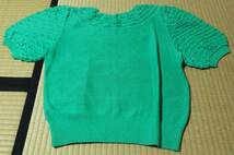 madam Jocondeマダムジョコンダ、半袖薄緑色夏用ニットセーター、11サイズ、㈱ポップインターナショナル_画像5