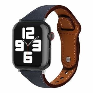 ★38mm~40mm|Apple Watch|革バンド|ネイビー★ レザー/スリム/ユニセックス/本革/ベルト/おしゃれ/スタイリッシュ [匿名配送 毎日発送]