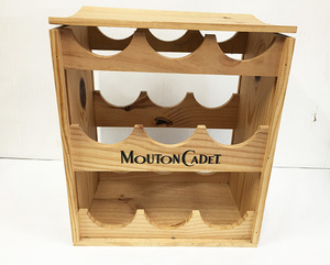USED ムートンカデ ロゴ入り 9本用 ワインラック 木製　Mouton Cadet. ワインホルダー ディスプレイ 保管