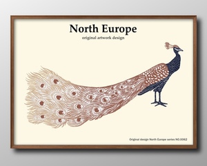 Art hand Auction 1-7741■Free shipping!! A3 poster Peacock Peacock Scandinavian/Korean/Painting/Illustration/Matte/Limited to our store, residence, interior, others