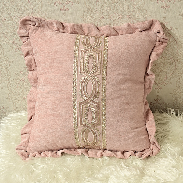 Coussin 50x50cm rechargeable classique carré rose à volants princesse mignonne fait à la main grande ouverture anniversaire, coussin, Général, carré