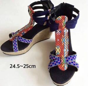 * free shipping * new goods sandals 24.5~25cm Wedge sandals ethnic Asian mon group Wedge sole H40