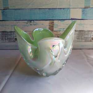 Art Glass アートグラス 手作り 花瓶 パール フラワーベース 花器 未使用 