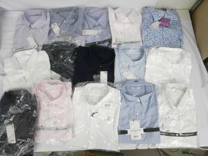 荻★R4 未使用保管品 UNIQLO　メンズ　Yシャツ　15枚　Ｌサイズ　長袖　まとめて　ビジネス　カジュアル　柄もの　カラー　様々