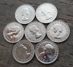 幸せのシックスペンス イギリス 7枚セットラッキー6ペンス 本物古銭英国コイン 美品です19.5mm 2.8gram