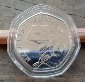 イギリス コイン ビアトリクス・ポター ピーターラビット カエルのデザイン ジェレミー・フィッシャー英国 50ペンス 美品 本物