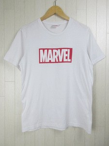 マーベル MARVEL Tシャツ クルーネック ボックスロゴ 半袖 ホワイト レッド L