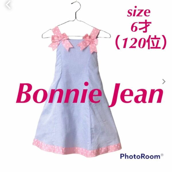 6才★Bonnie Jean★チェック＆水玉★リボン★ワンピースドレス