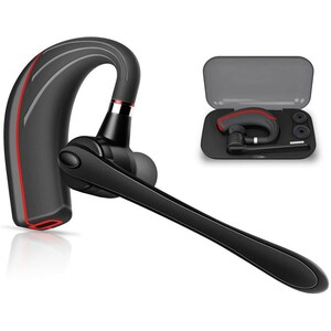 Bluetooth ヘッドセット5.0 レッド 高音質片耳 内蔵マイク Bluetoothイヤホン ビジネス ハンズフリー 日本技適マーク取得 日本語取扱書