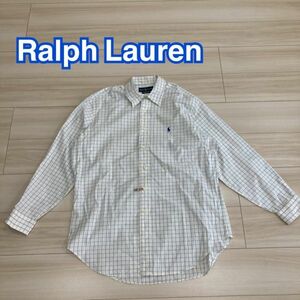 ラルフローレン RALPH LAUREN チェック柄シャツ シャツ 長袖 白 青 メンズ ボタンダウン CLASSIC FIT【KY1245】