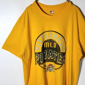 PIRATES ピッツバーグ パイレーツ MLB 野球 メジャー 半袖 Tシャツ Lサイズ イエロー 黄色 ビンテージプリント 匿名配送