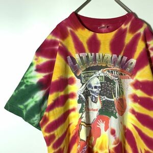 【レア】ビンテージ 90s バスケットボール オリンピック リトアニア代表 グレイトフルデッド 半袖Tシャツ タイダイ XL シングルステッチ