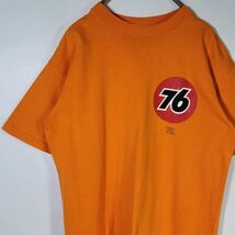 【レア】90s USA製 76 Tシャツ オレンジ Mサイズ 76オイル 76Lubricants ルブリカンツ レーシング ビンテージ 匿名配送_画像1